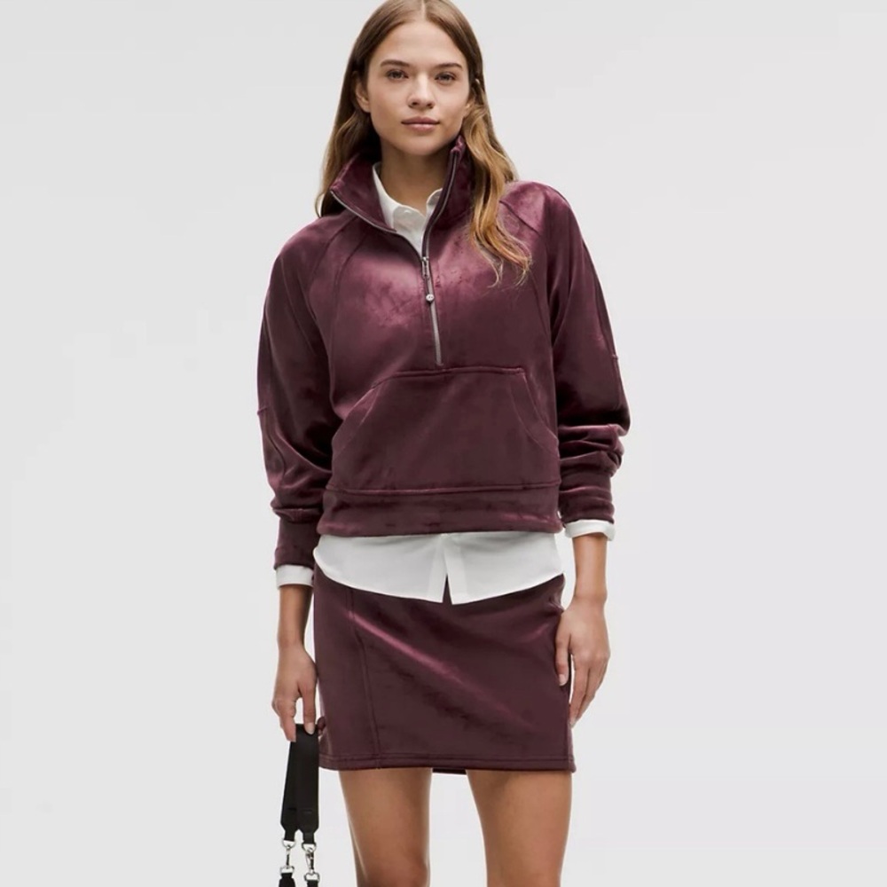 Lululemon Athletica Burgundy Velvet Scuba HR Mini Skirt XL NWT